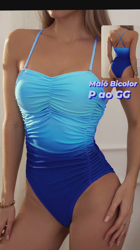 Maiô Feminino Bicolor Alça Cruzada