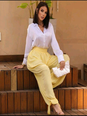 Calça Feminina Pantalona Aladim de Mousseline