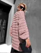 Cardigan em Fio Mousse com Relevo em Pelota