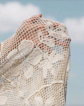 Saída de Praia Feminino Rendada Meia Manga