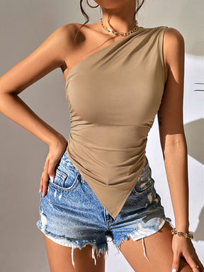 Blusa Top Feminina Ombro Tubo Bainha assimétrica