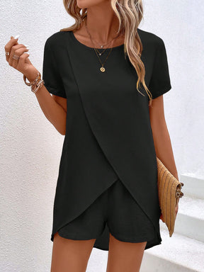 Blusa & Shorts Feminino Casual Chic