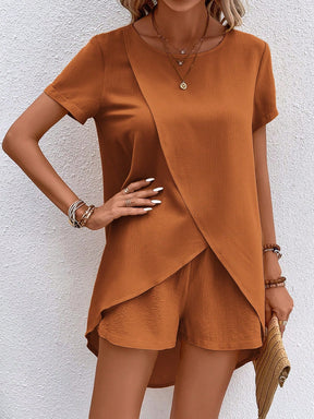 Blusa & Shorts Feminino Casual Chic