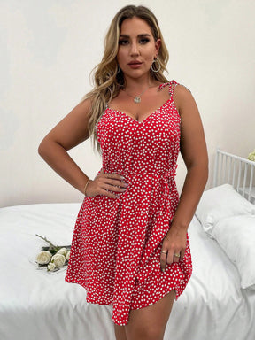 Vestido Feminino Floral Nó Ombro (Plus Size)