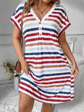 Vestido Feminino Casual Listras Plus Size