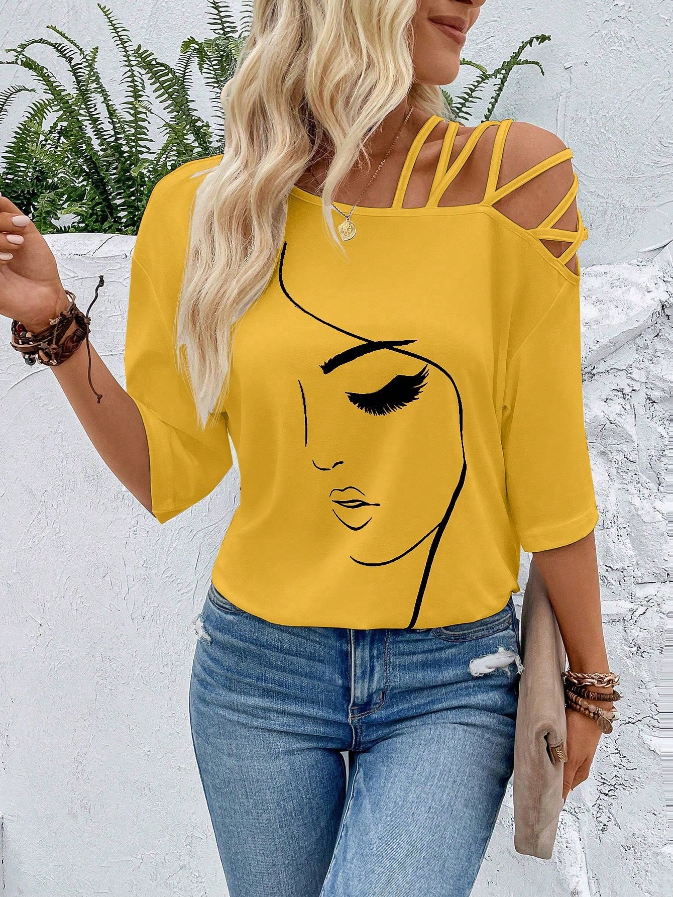 Blusa Feminina Malha Gola Assimétrica