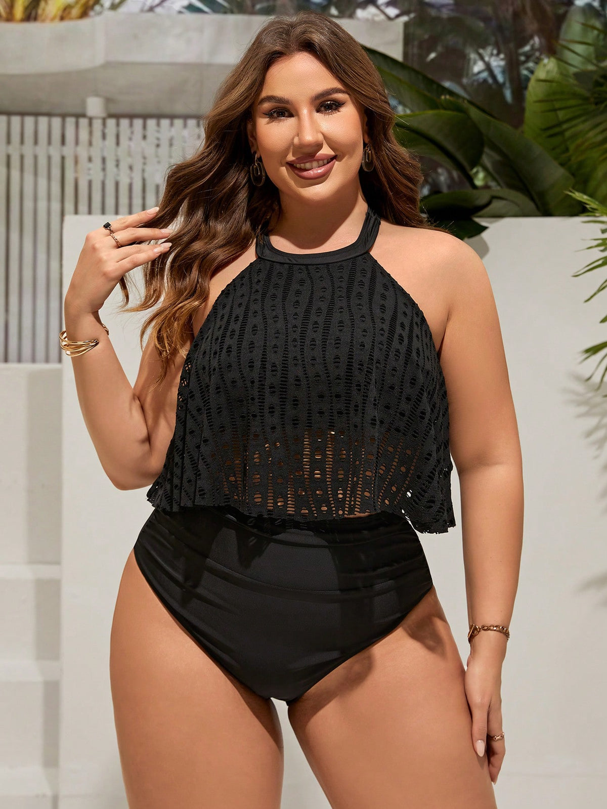 Maiô Feminino Tankini  Frente Única Plus Size