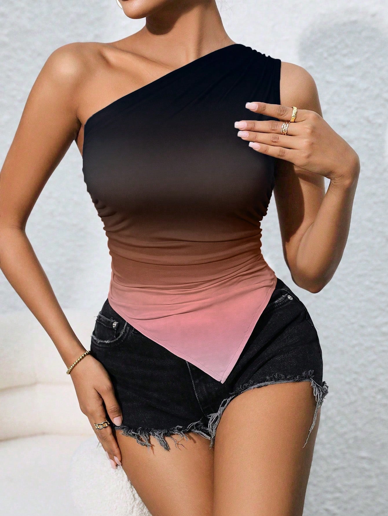 Blusa Top Feminina Ombro Tubo Bainha assimétrica