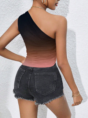 Blusa Top Feminina Ombro Tubo Bainha assimétrica