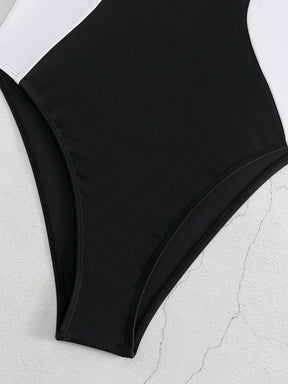 Maiô Com Arame Underwire Preto e Branco E Splicing