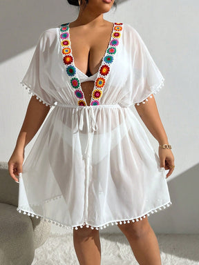 Saida de Praia Quimono Patchwork (Plus Size)